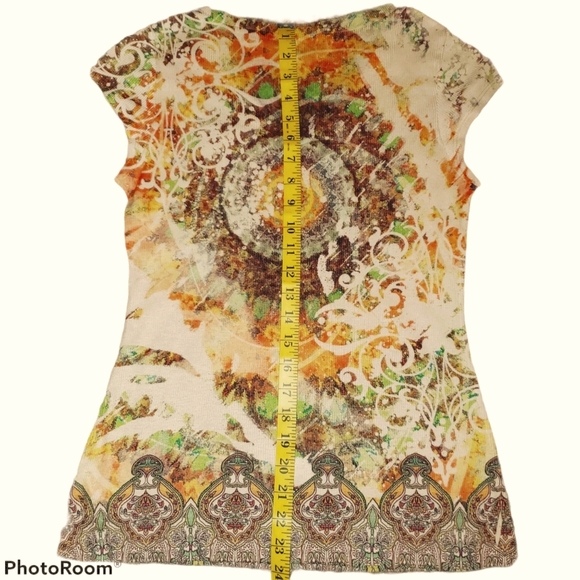 one world Cap Sleeve V Neck Stretchy Ribbed Tee 402 - Picture 6 of 6